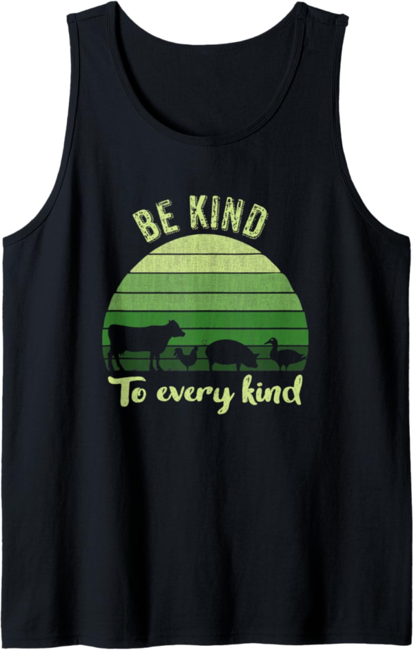 Be Kind To Every Kind T Shirt, Vegan Vegetarian Retro Tank T... - Image 2